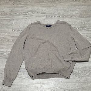 J.Crew Cotton and Cashmere Brown V Neck Sweater; Size Large